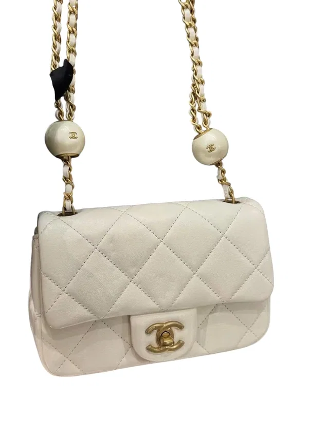 Chanel Mini White Coco Crush Classic Flap Bag in White from Luxury Promise