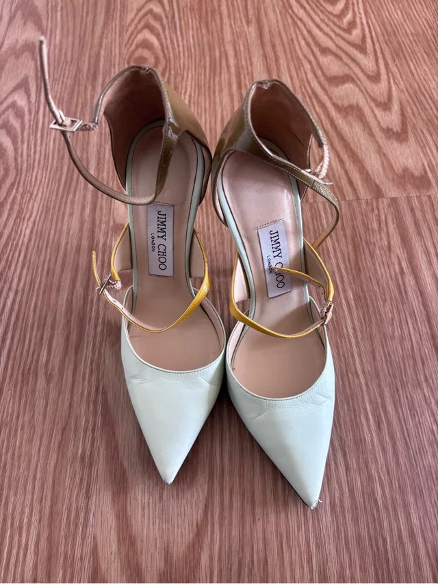 Jimmy Choo Multi Color Heels in yellow|blue from Poshmark, photo 1 of 1