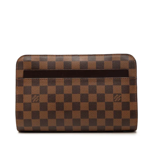 Brown Louis Vuitton Damier Ebene Saint Louis Pochette Clutch Bag in Brown Canvas from Designer Revival