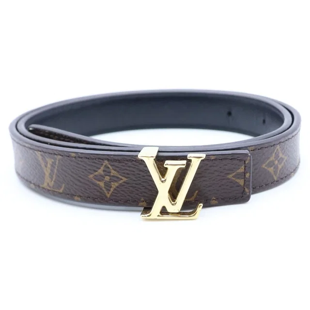 Louis Vuitton Iconic Reversible Monogram Canvas Calfskin Brown Noir Belt in Black Calfskin from The Reluxe