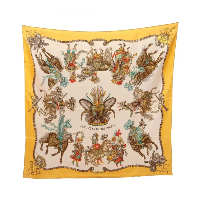 Hermès Scarf Carre 90 les Fetes du Roi Soleil Yellow Silk in Yellow Silk from The Reluxe