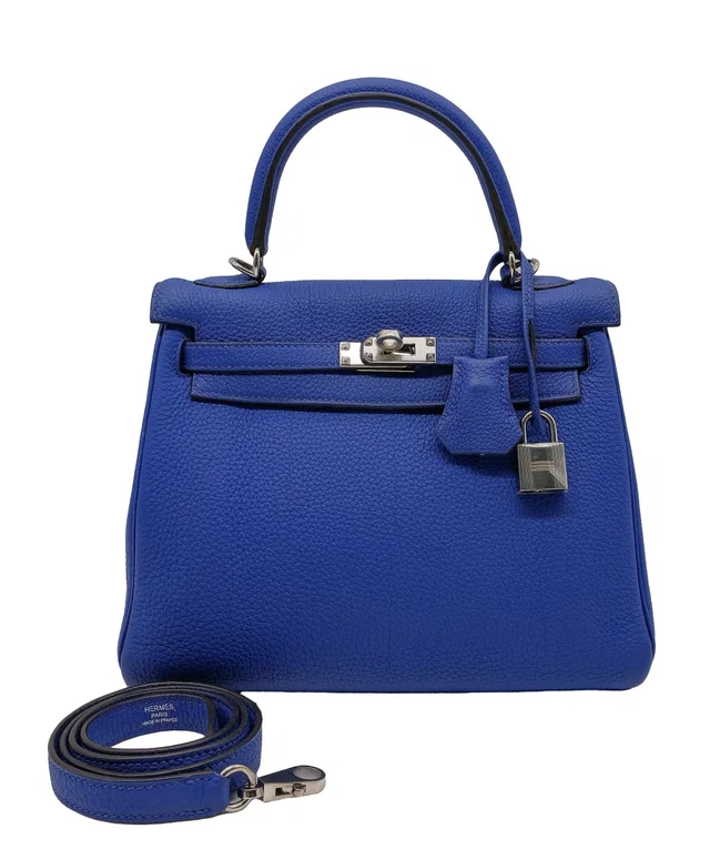 Hermès Kelly 25 Blue Electric Togo PHW #T in Blue Togo leather from Luxury Promise