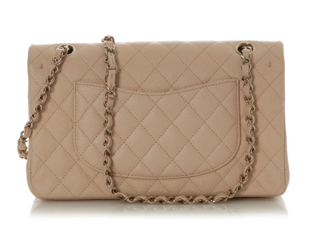 Chanel Medium/Large Beige Quilted Caviar Classic Double Flap in Beige Caviar leather from Ann's Fabulous Finds, photo 5 of 10