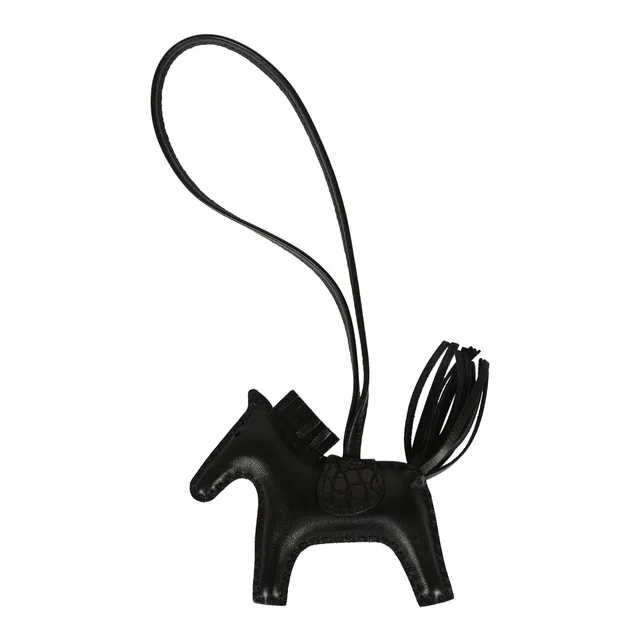 Hermès Rodeo Bag Charm PM So Black Touch Milo Lambskin and Matte Alligator in Black Lambskin from Madison Avenue Couture