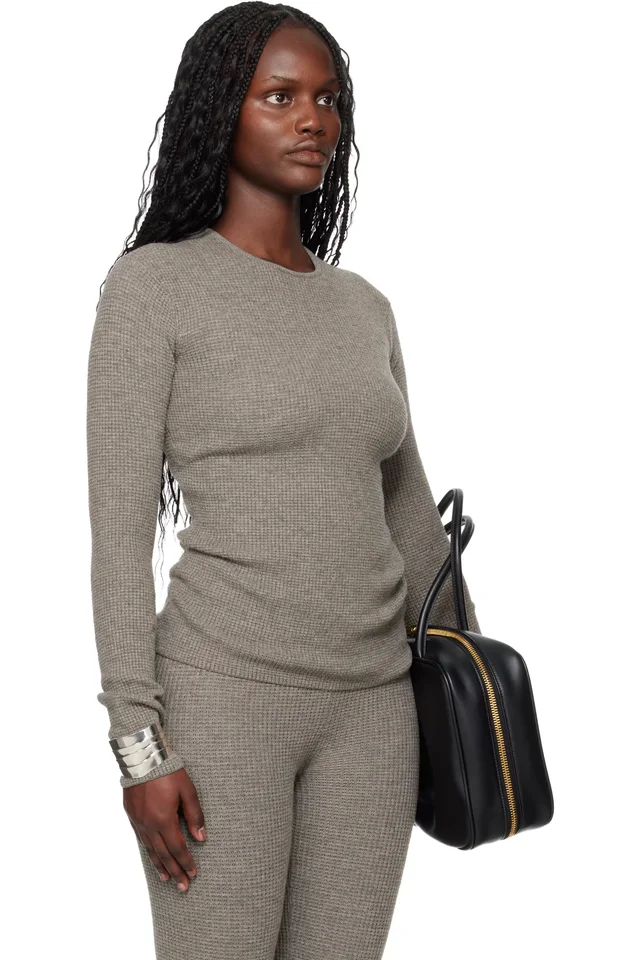 Fear of God ESSENTIALS Brown Holiday Waffle Long Sleeve T-shirt, photo 2 of 4 from SSENSE