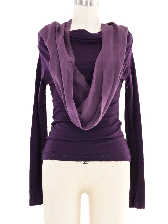 Vivienne Westwood Anglomania Eggplant Chiffon Overlay Knit Top in Silk from Arcade Vintage