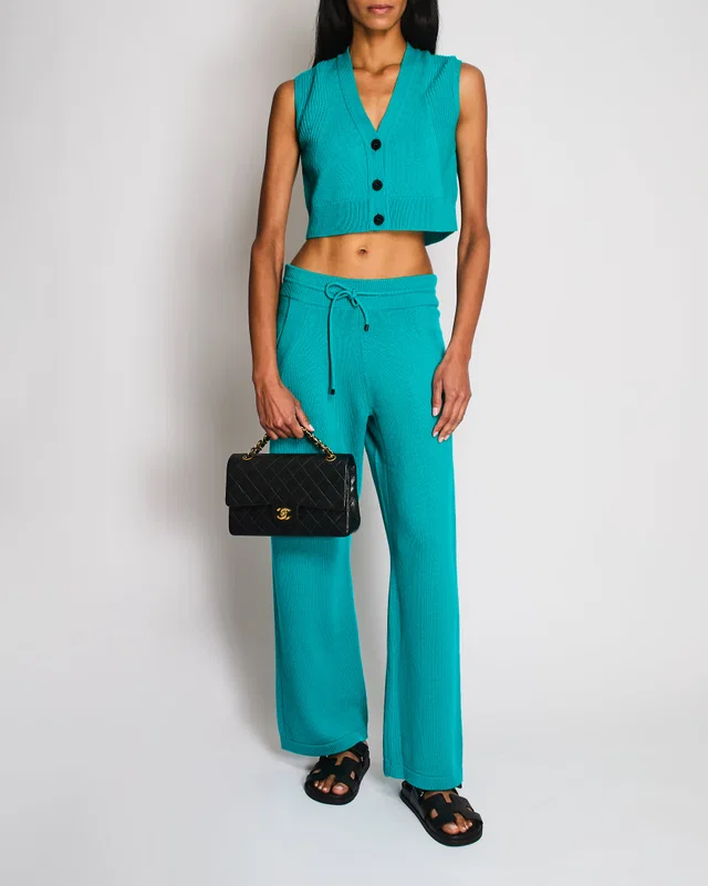 Hermès Green Cashmere Vest and Trouser Set Size FR 34/38 (UK 6/10) in Green Cashmere from Sellier