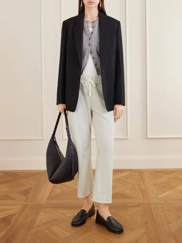 JAMES PERSE Cropped brushed cotton-terry track pants in Green, photo 2 of 2 from NET-A-PORTER (Canada)