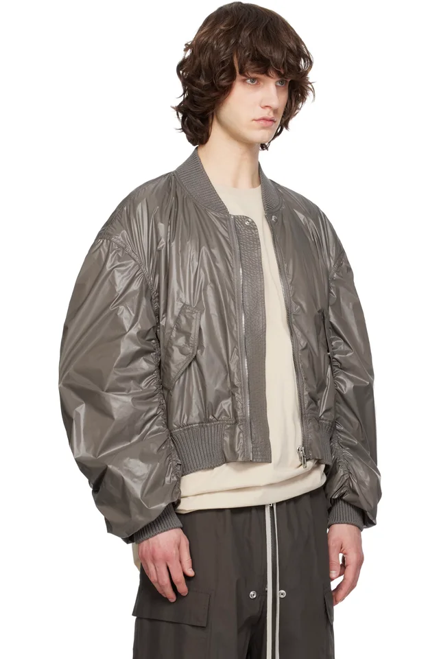 Rick Owens Gray Temple Secchia Flight Bomber Jacket, photo 2 of 4 from SSENSE