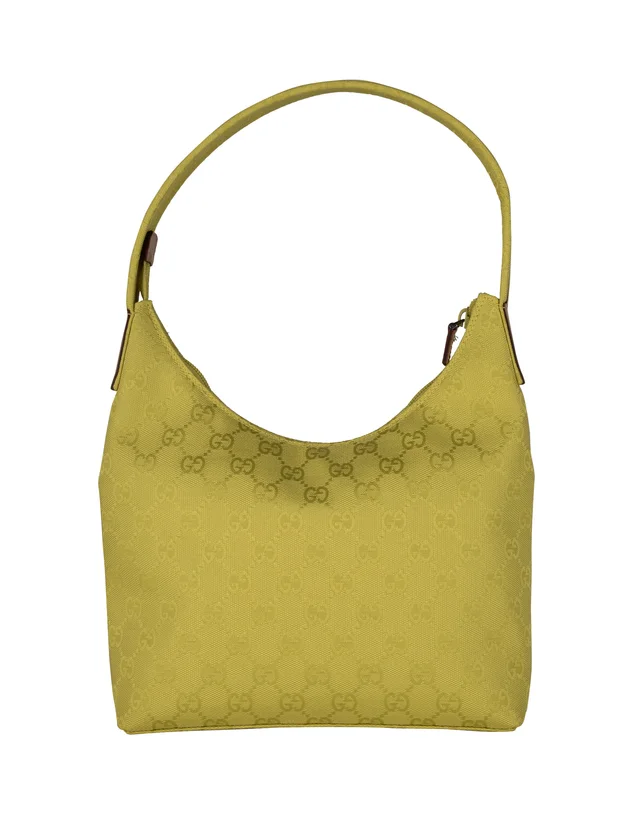 Gucci Vintage Rare Chartreuse Monogram Logo Canvas Shoulder Bag from Amarcord Vintage Fashion