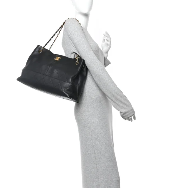 Chanel Stitched Large Shopping Bag Black in Black Calfskin from FASHIONPHILE, photo 2 of 11