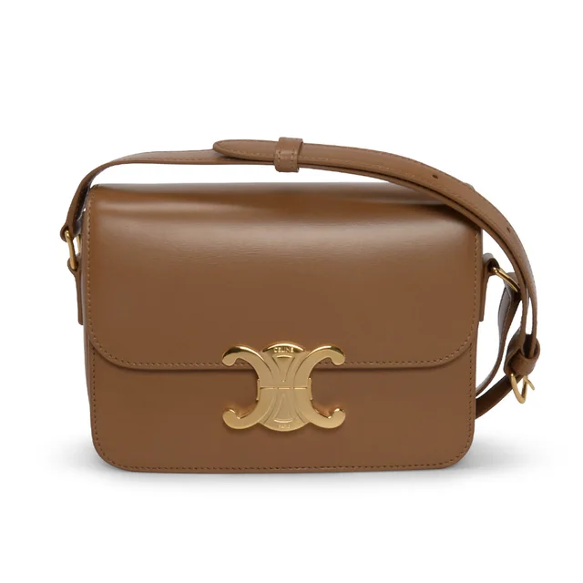 Celine Teen Triomphe Bag in Bronze Calfskin from Blue Spinach