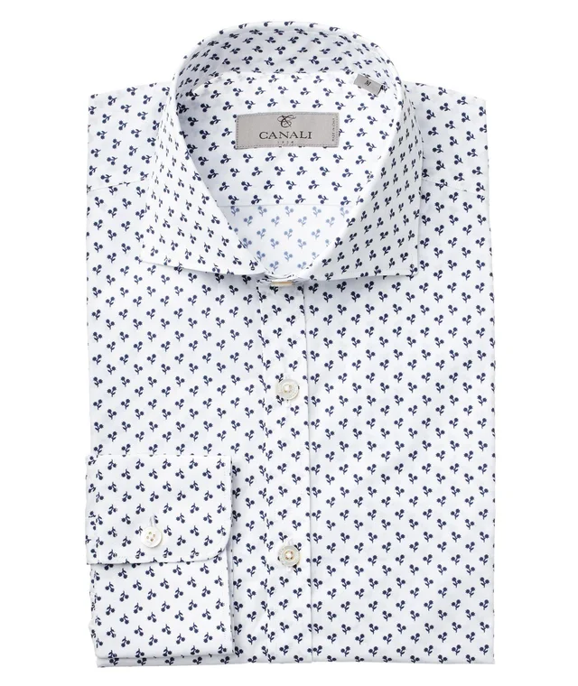 Neat-Printed Cotton Shirt in White, image 1 of 1 from Harry Rosen