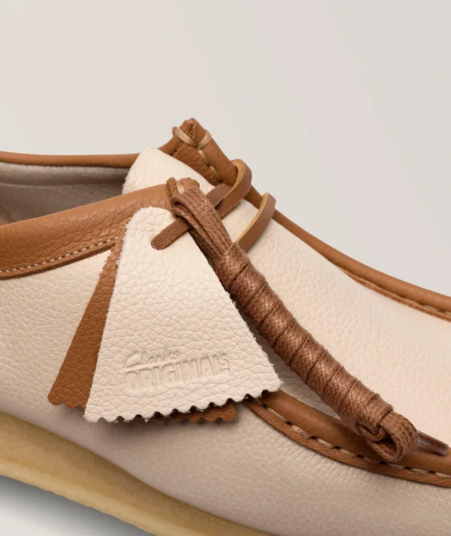 Clarks Combination Leather Wallabee in White Leather, photo 3 of 6 from Harry Rosen