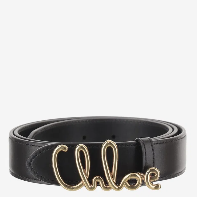 Chloé Calfskin Leather With Brass Buckle Belt — Black in Black Calfskin from HEWI