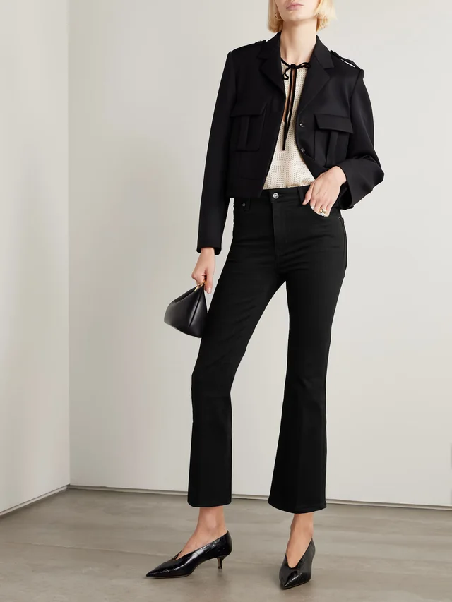 FRAME Velvet-trimmed polka dot silk-chiffon blouse in Beige, photo 2 of 2 from NET-A-PORTER (Canada)