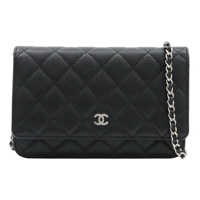 Chanel 2020 CC Mark Chain Wallet Black in Black Caviar leather from VINTAGE QOO TOKYO