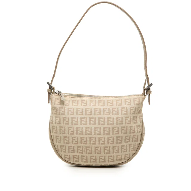 Beige Fendi Zucchino Canvas Hobo Shoulder Bag in Beige Canvas from Designer Revival