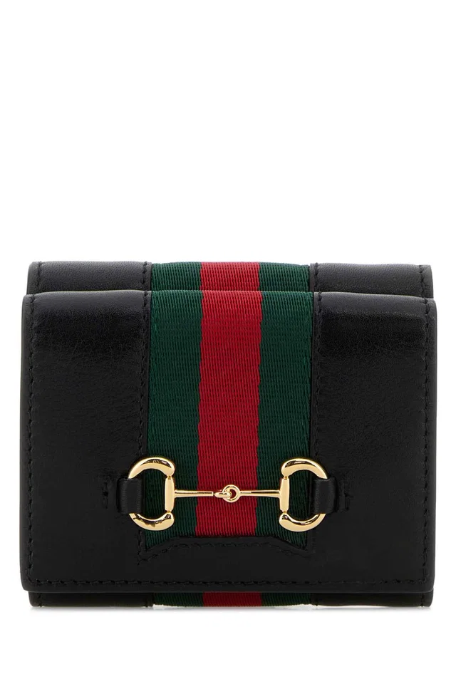 Gucci Striped Leather Wallet — Black in Black Leather from HEWI