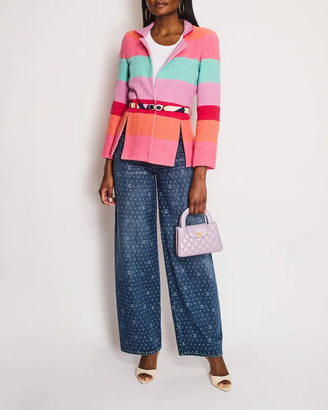 Chanel Cruise 2016 Multi-Coloured Tweed Jacket With Matching Ruched Silk Belt Size FR 36 (UK 8) in Tweed from Sellier