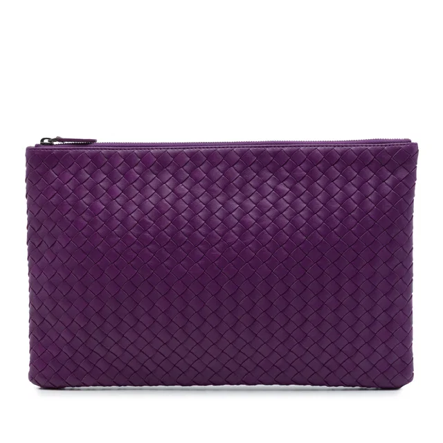 Purple Bottega Veneta Nappa Intrecciato Clutch in Purple Nappa leather from Designer Revival