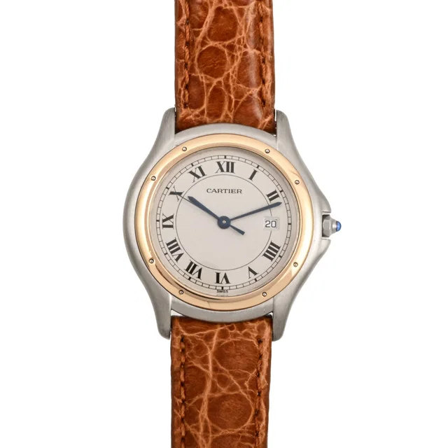 Cartier Panthère Cougar W350068A Quartz Ivory in White Crocodile from VINTAGE QOO TOKYO