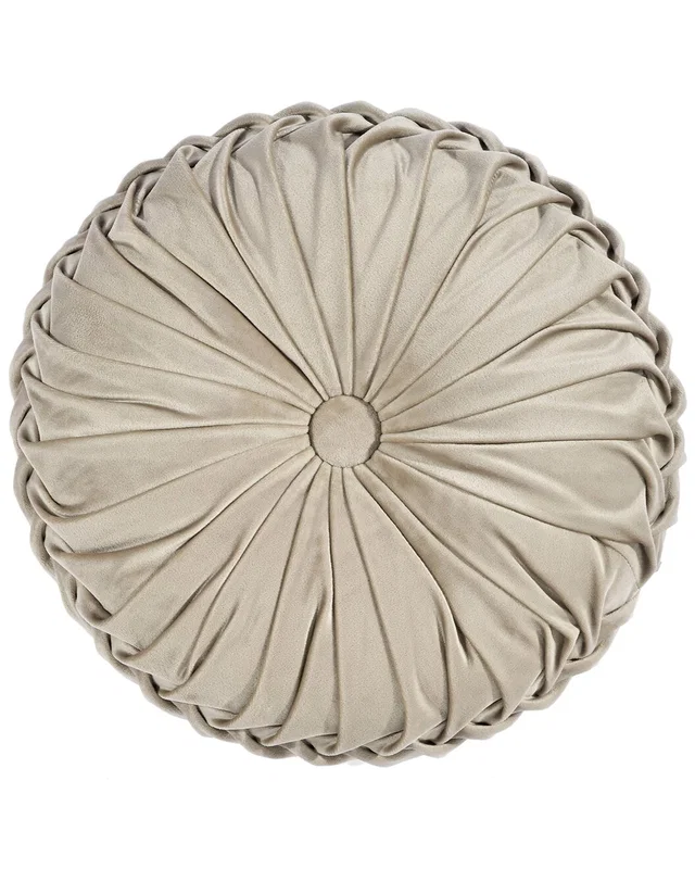 Triangle Home Fashions Lush Decor Round Pleated Soft Velvet Decorative Pillow, image 1 of 1 from Gilt