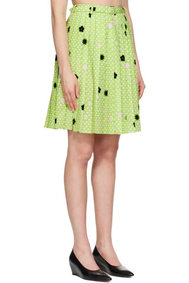 MM6 Maison Margiela Green Belted Midi Skirt, photo 2 of 4 from SSENSE