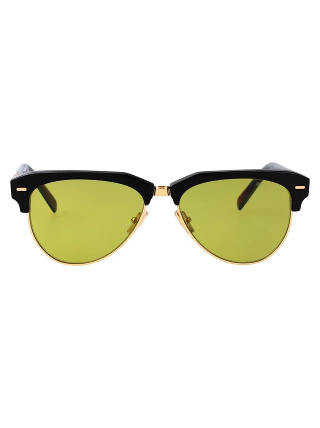 Miu Miu 0mu Yellow-Tinted Clubmaster Sunglasses — Black Acetate in Black from HEWI