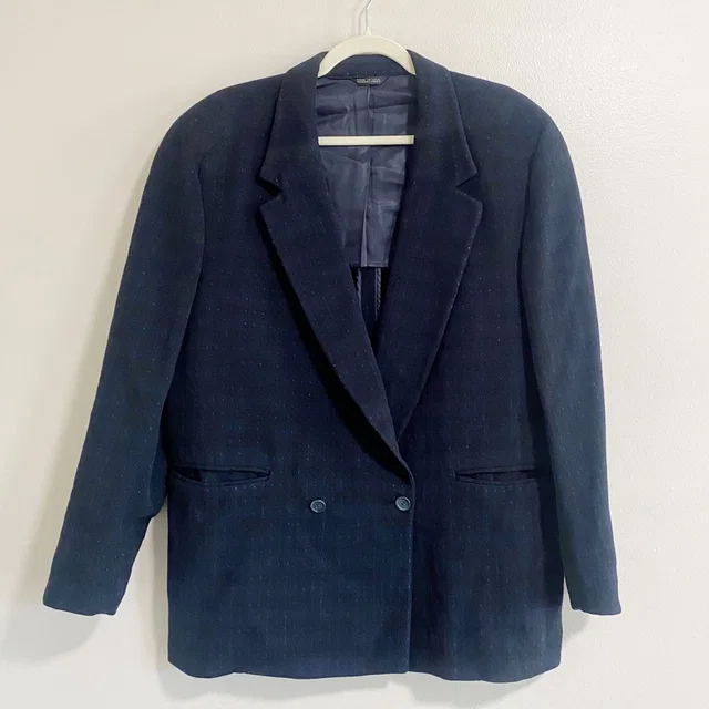Lanvin Men’s Virgin Wool Black And Navy Print Blazer Size Medium in black|blue Wool from Poshmark