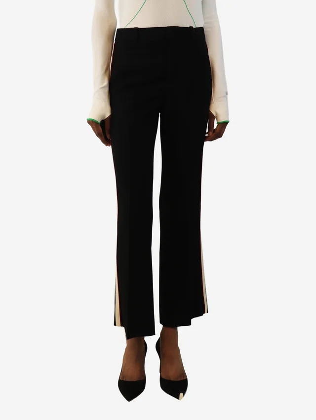 Gucci Black side-stripe trousers - size UK 6 in Black from Sign of the Times