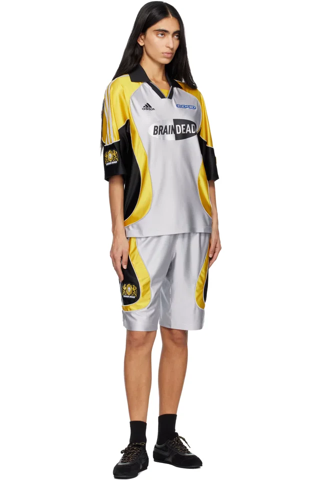 adidas Originals Silver & Yellow Brain Dead Edition Jersey T-shirt, photo 4 of 4 from SSENSE