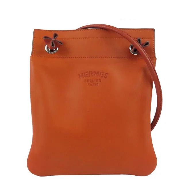 Hermès Sac Aline Terre Batieux Brick Silver Agneau Milo Bicolor Shoulder Bag in Silver from The Reluxe
