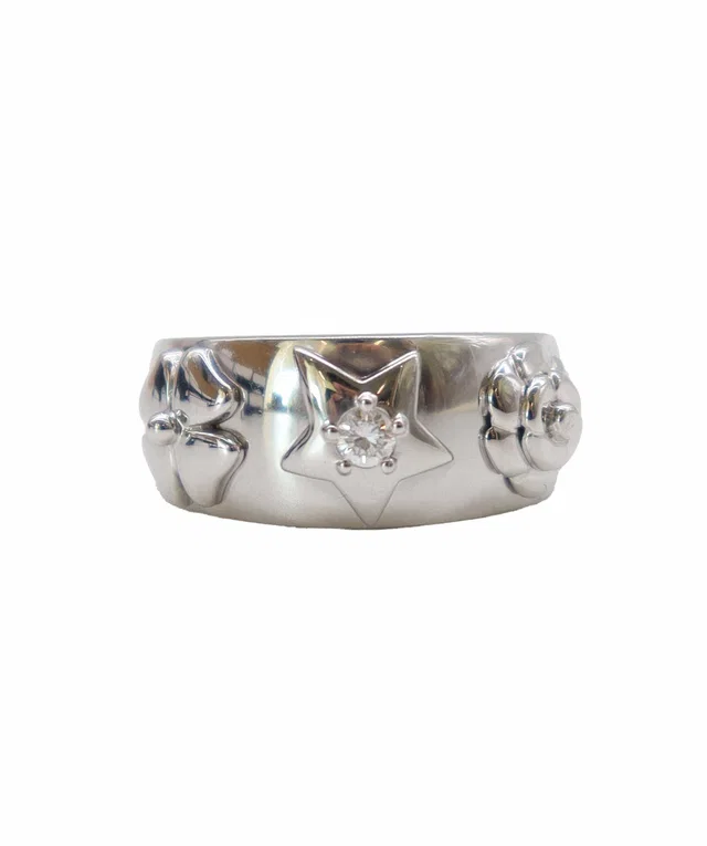 Chanel Three Symbols Ring US Size 6 Diamond K18 WG White Gold 750 Ring Three Symbols Ring in White Leather from Luxury Promise
