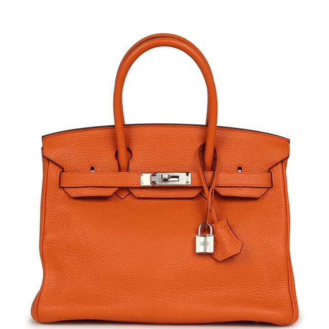 Hermès Birkin 30 Orange Clemence Palladium Hardware in Orange Clemence leather from Madison Avenue Couture