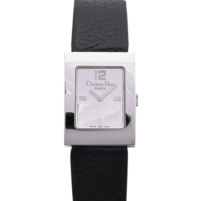 Dior Maris Watch D78-109 Quartz Silver in Silver Leather from VINTAGE QOO TOKYO