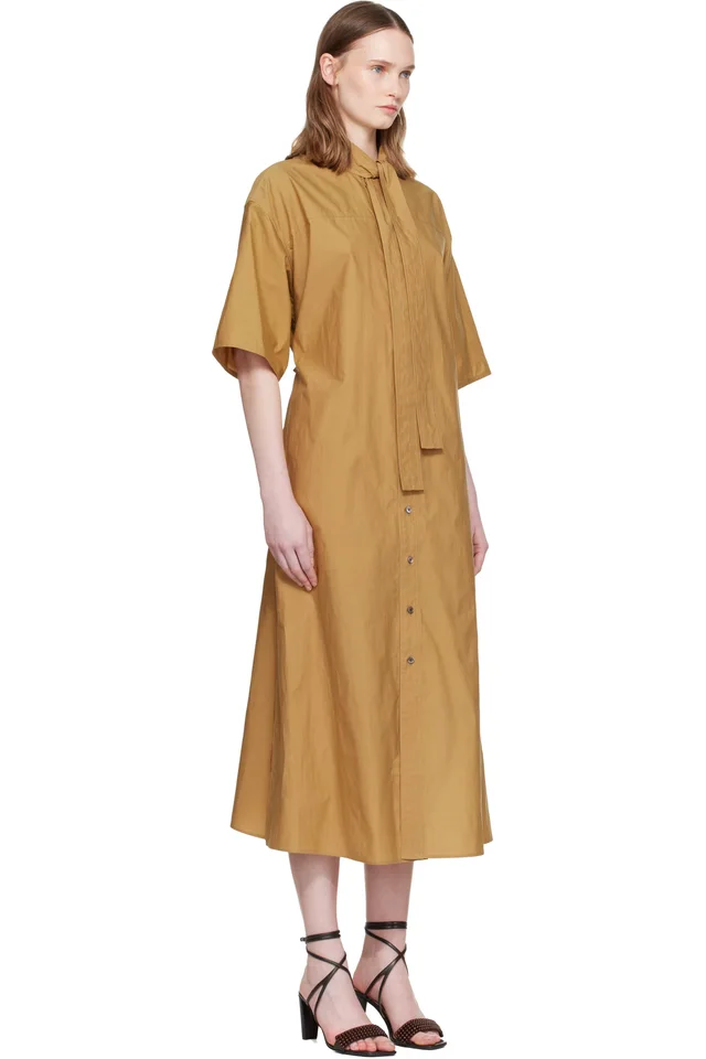 LEMAIRE Tan Reversible Tube Midi Dress, photo 2 of 4 from SSENSE