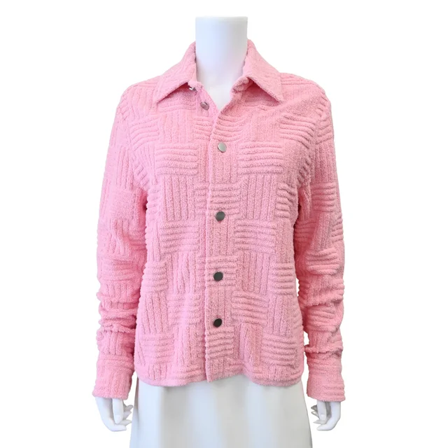 Bottega Veneta Pink Textured Terry Cloth Jacket in Pink Woven leather from Clotheshorse Anonymous