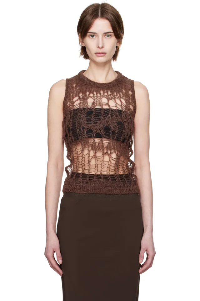 Rick Owens Brown Hollywood Spider Tank Top, image 1 of 1 from SSENSE