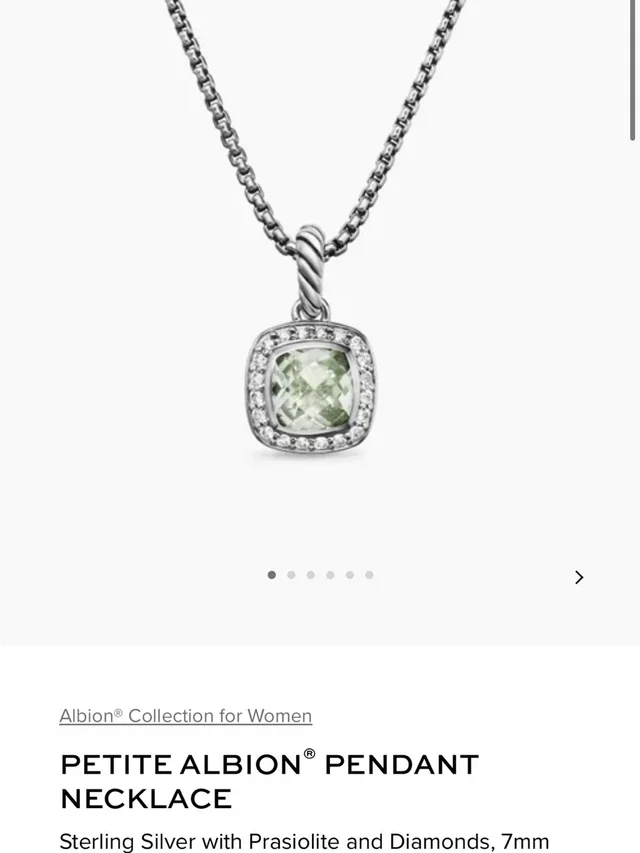 David Yurman Petite Albion Sterling Silver Necklace With Light Green Center Ston in green|silver|gray from Poshmark