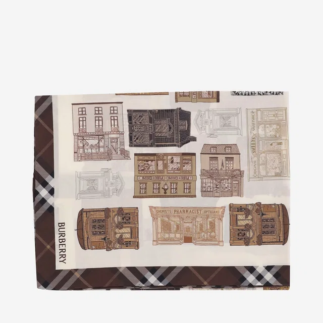 Burberry Storefront Print Silk Scarf — Beige Mulberry Scarfs in Beige Silk from HEWI