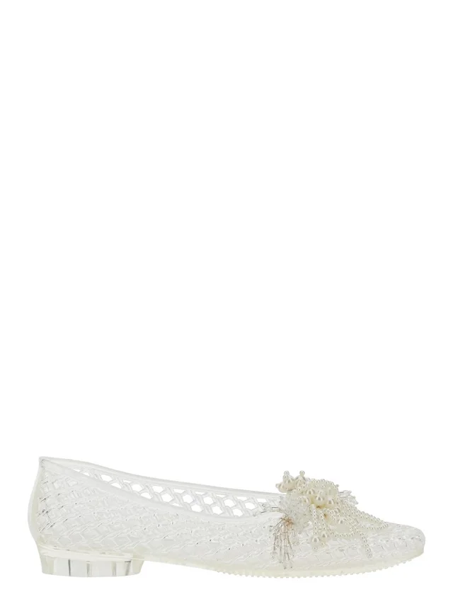 HEAVENLY JELLY 'Muse' White Ballet shoes with Beaded Details in Tech Fabric Women in White, photo 2 of 8 from Gaudenzi Boutique
