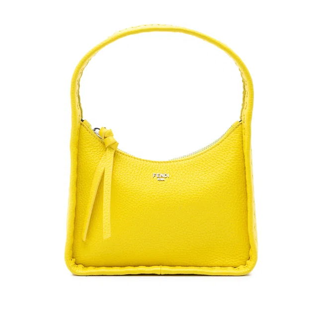 Yellow Fendi Mini Cuoio Romano Selleria Fendessence Handbag in Yellow Caviar leather from Designer Revival