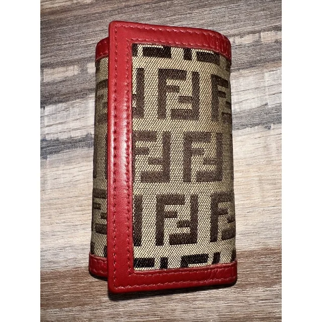 Fendi Key Case Key Holder Zucca Leather Canvas Authentic With Coa in brown|red Canvas from Poshmark, photo 2 of 13