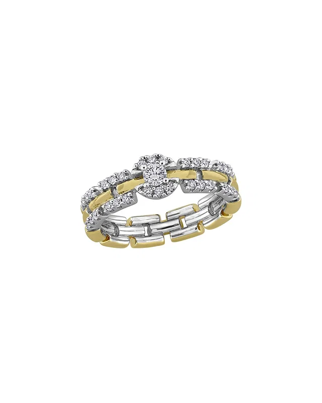 Created Forever Silver 0.11 ct. tw. Lab-Grown Diamond Halo Link Ring, image 1 of 1 from Gilt