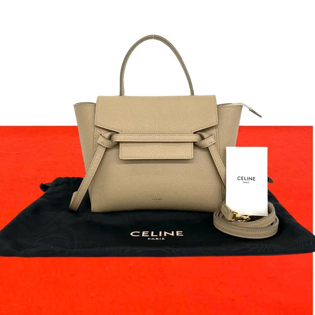 Celine Belt Bag Nano Leather 2-Way Mini Tote Beige in Beige Leather from The Reluxe