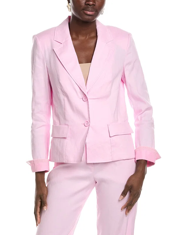 Marc Cain Linen-Blend Blazer in https://asset1.ruecdn.com/images/sw/141564/1415649857_RLSW_pink.jpg, image 1 of 1 from Rue La La