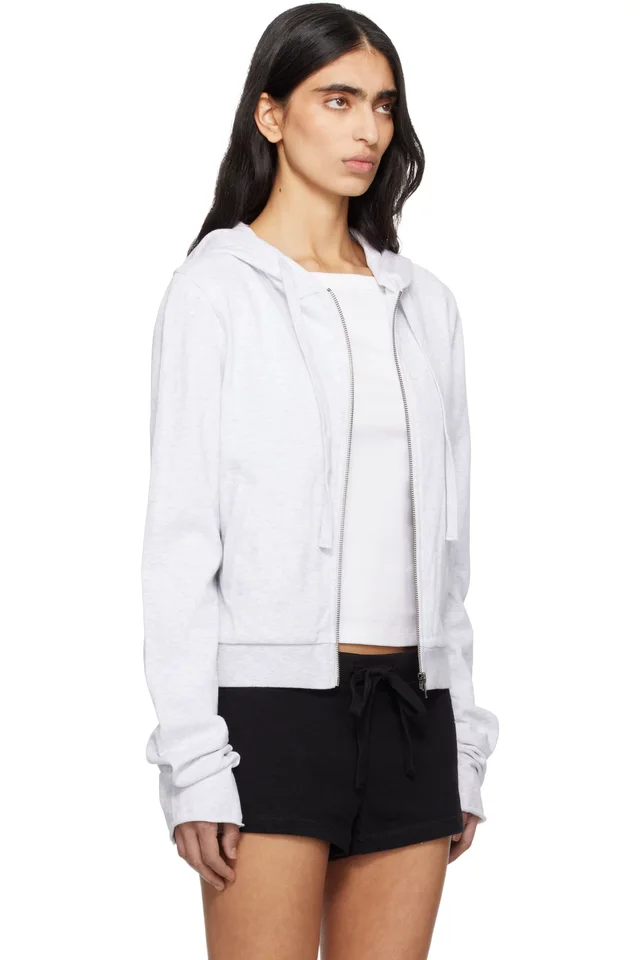 Entire Studios Gray Lightweight Cropped Zip Up Hoodie, photo 2 of 4 from SSENSE