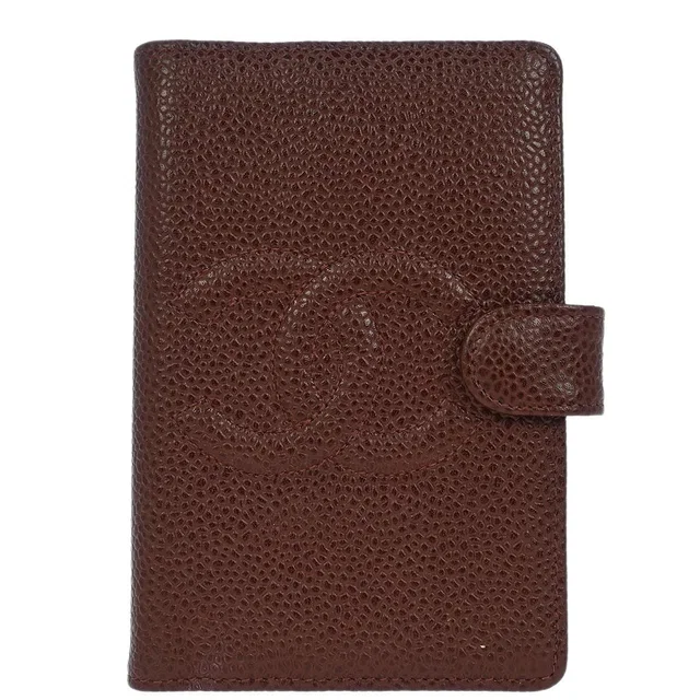 Chanel Cc Bifold Quilted Caviar Brown Leather Accessory in Brown Caviar leather from HEWI