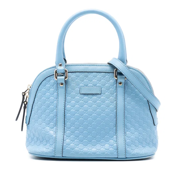 Blue Gucci Mini Microguccissima Dome Satchel in Blue Leather from Designer Revival